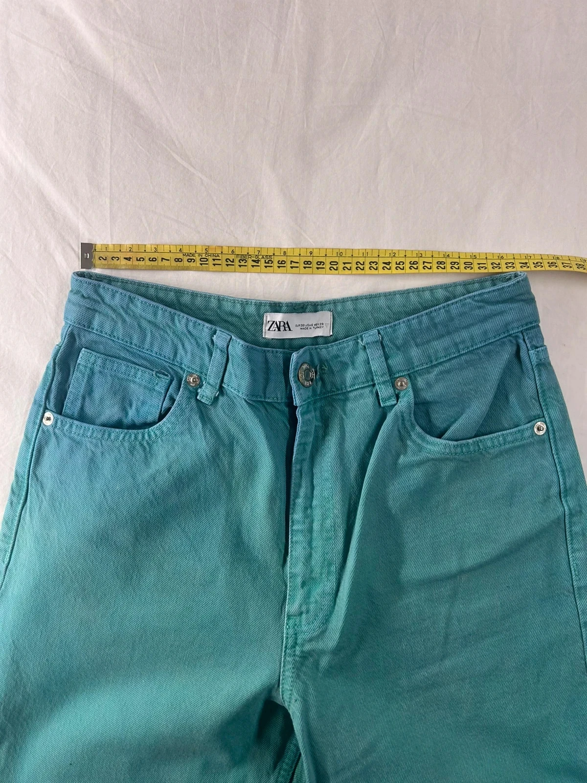 Zara blue green flared wide leg jeans size 38 vintage – photo 7